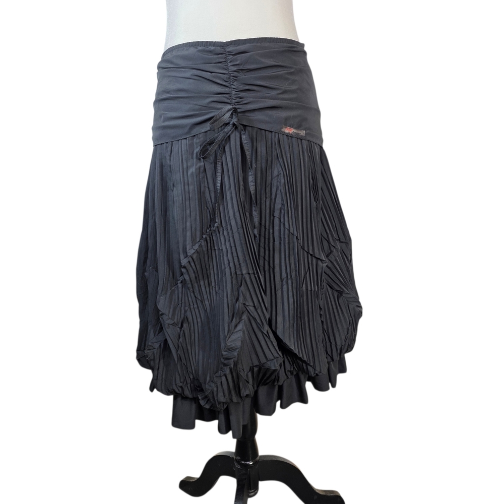 Bai Amour made in France crinkly wringkled victorian  bubble Midi length Skirt